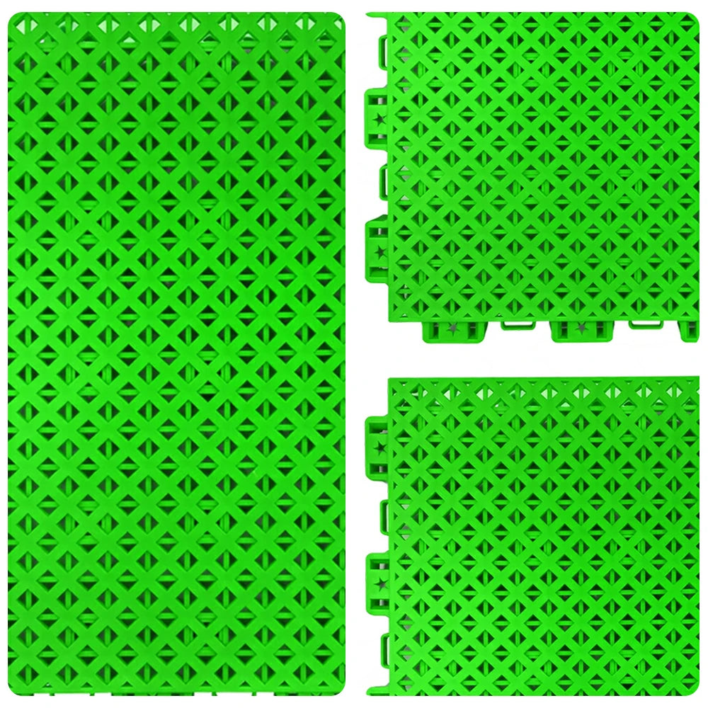 DUNK MASTER Outdoor Interlocking Sports Floor Tiles Anti-Slip Shock Absorbing Basketball Court Flooring 10/20/30 Square Meters - Apple Green