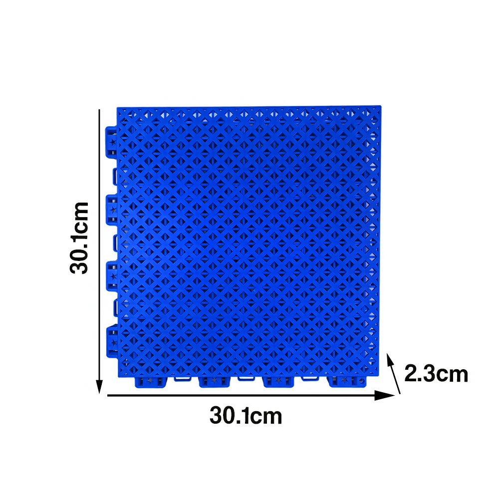 DUNK MASTER Outdoor Interlocking Sports Floor Tiles Anti-Slip Shock Absorbing Basketball Court Flooring 10/20/30 Square Meters - Royal Blue