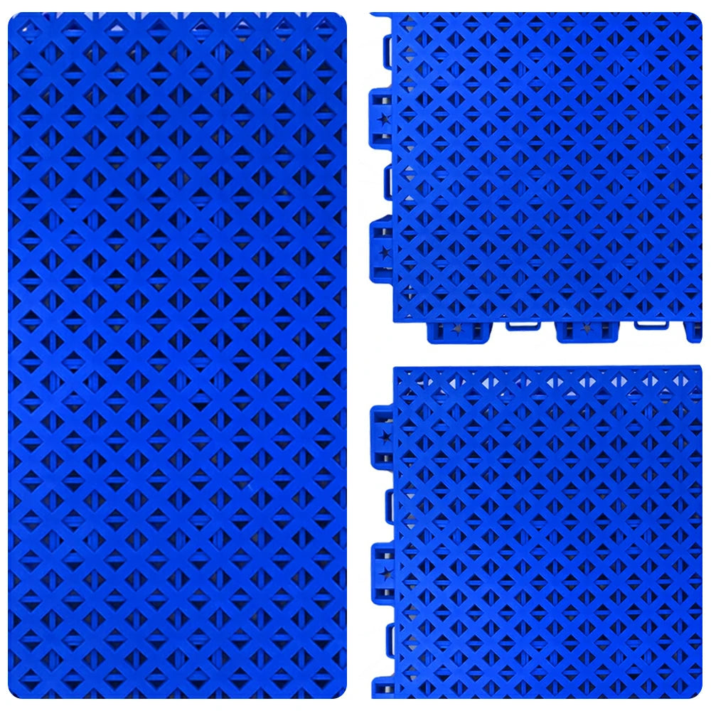 DUNK MASTER Outdoor Interlocking Sports Floor Tiles Anti-Slip Shock Absorbing Basketball Court Flooring 10/20/30 Square Meters - Royal Blue
