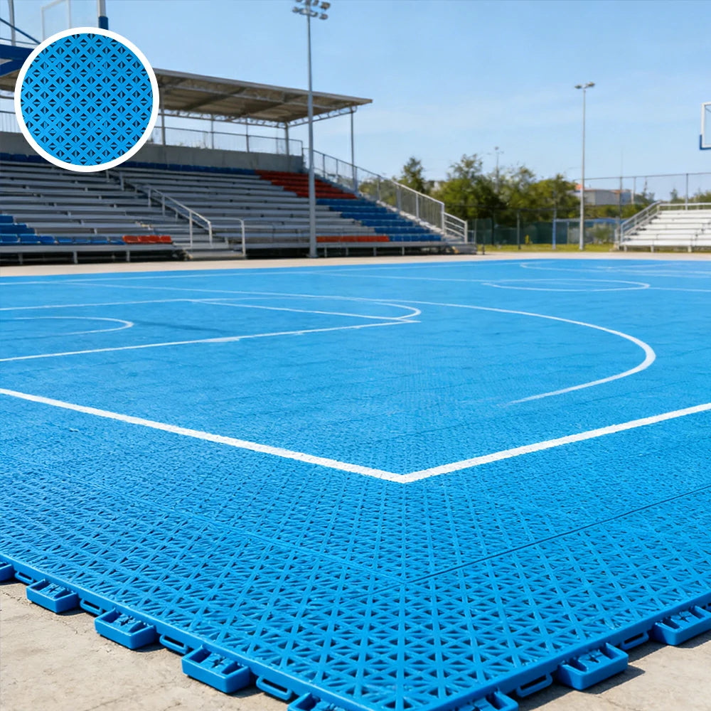DUNK MASTER Outdoor Interlocking Sports Floor Tiles Anti-Slip Shock Absorbing Basketball Court Flooring 10/20/30 Square Meters - Blue