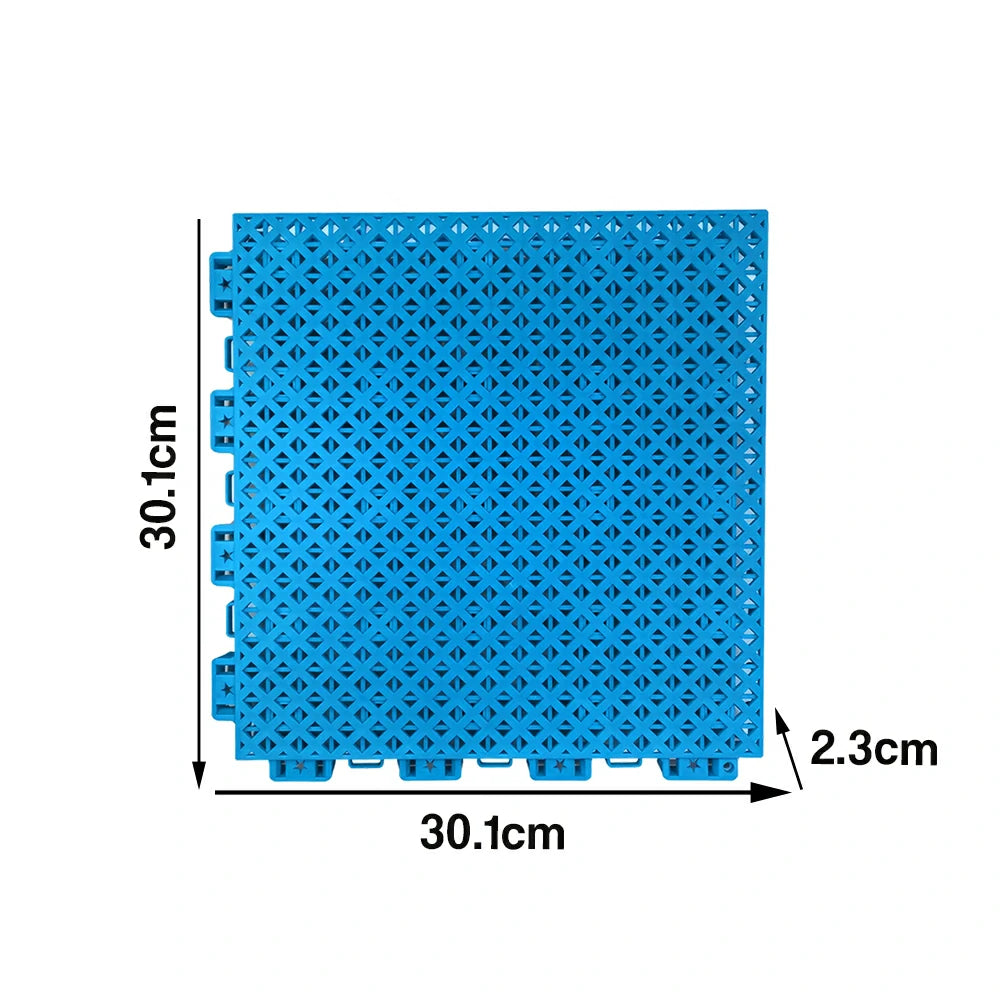 DUNK MASTER Outdoor Interlocking Sports Floor Tiles Anti-Slip Shock Absorbing Basketball Court Flooring 10/20/30 Square Meters - Blue