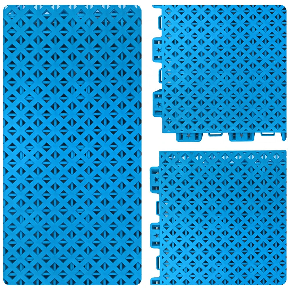 DUNK MASTER Outdoor Interlocking Sports Floor Tiles Anti-Slip Shock Absorbing Basketball Court Flooring 10/20/30 Square Meters - Blue