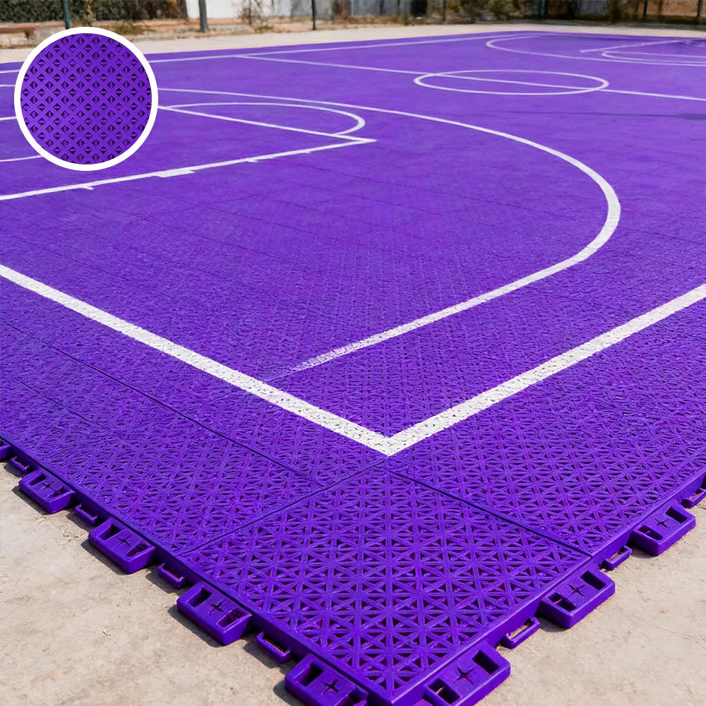 DUNK MASTER Outdoor Interlocking Sports Floor Tiles Anti-Slip Shock Absorbing Basketball Court Flooring 10/20/30 Square Meters - Purple