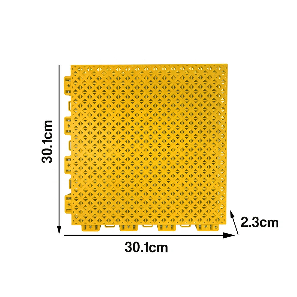 DUNK MASTER Outdoor Interlocking Sports Floor Tiles Anti-Slip Shock Absorbing Basketball Court Flooring 10/20/30 Square Meters - Yellow