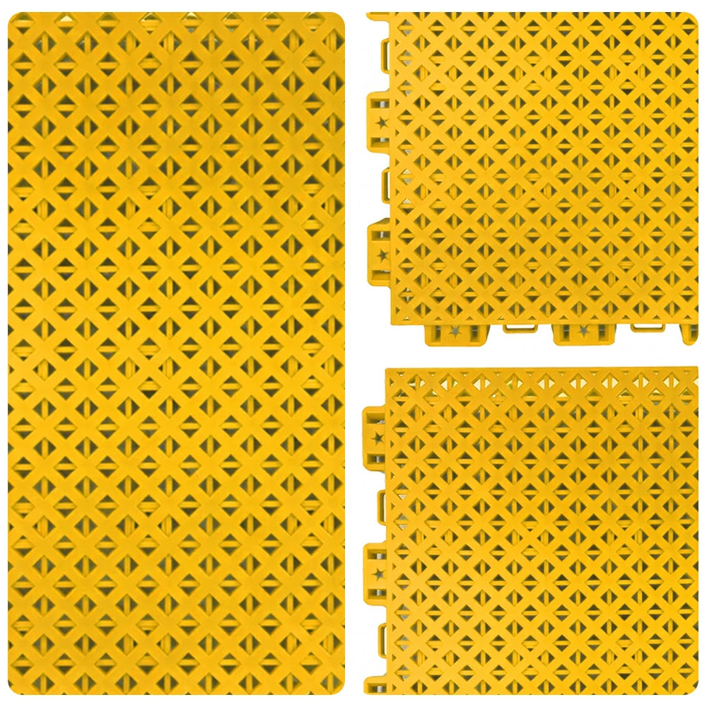 DUNK MASTER Outdoor Interlocking Sports Floor Tiles Anti-Slip Shock Absorbing Basketball Court Flooring 10/20/30 Square Meters - Yellow
