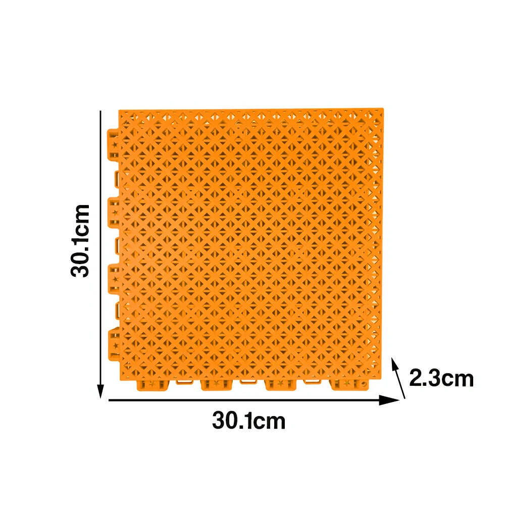 DUNK MASTER Outdoor Interlocking Sports Floor Tiles Anti-Slip Shock Absorbing Basketball Court Flooring 10/20/30 Square Meters - Orange