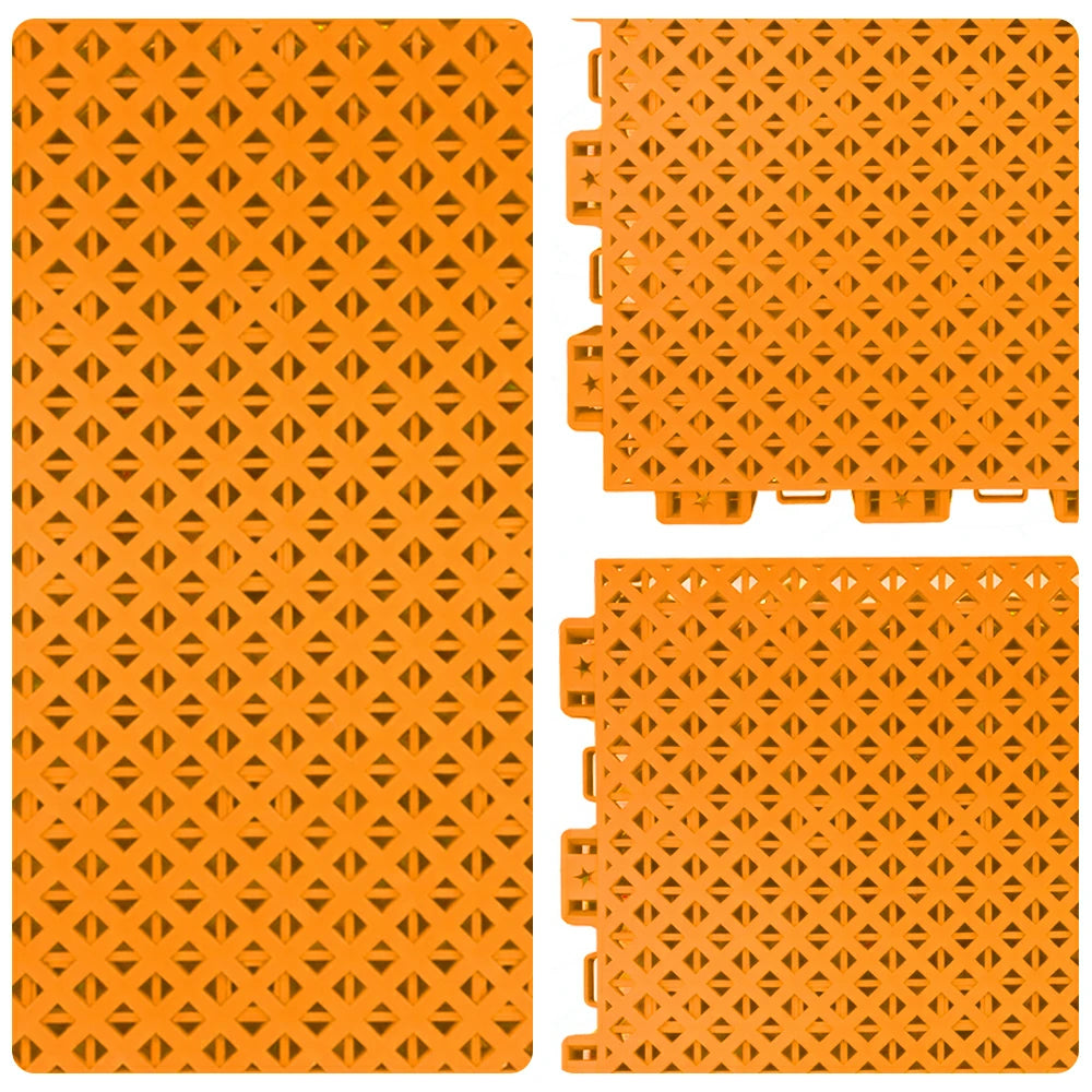 DUNK MASTER Outdoor Interlocking Sports Floor Tiles Anti-Slip Shock Absorbing Basketball Court Flooring 10/20/30 Square Meters - Orange