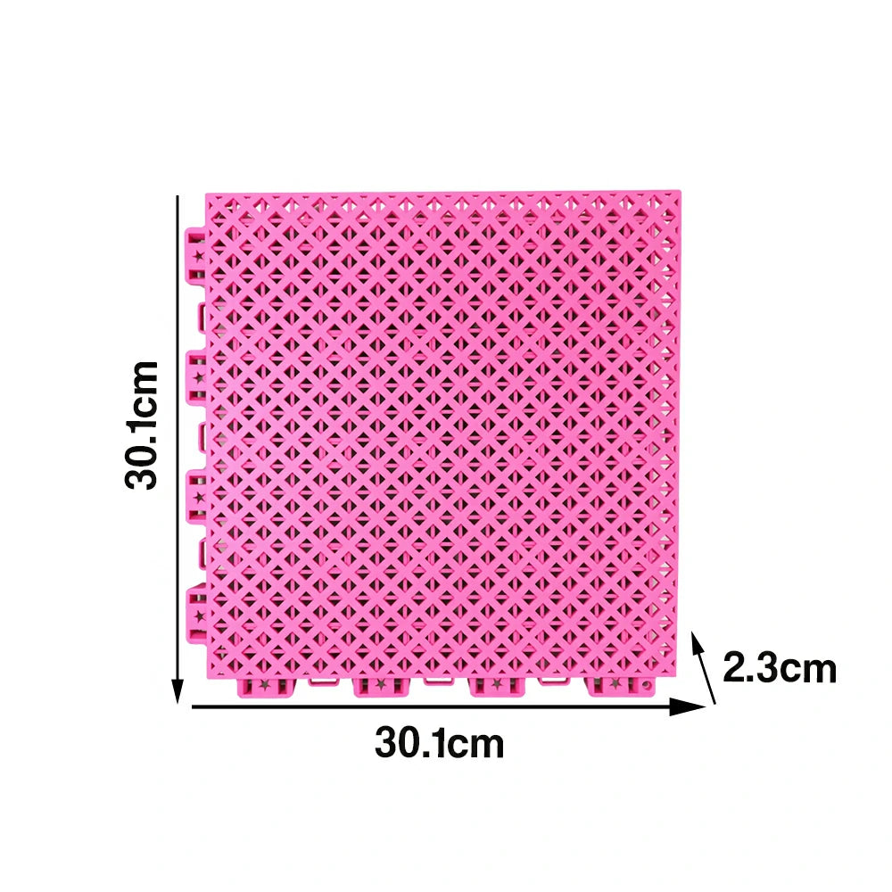 DUNK MASTER Outdoor Interlocking Sports Floor Tiles Anti-Slip Shock Absorbing Basketball Court Flooring 10/20/30 Square Meters - Pink