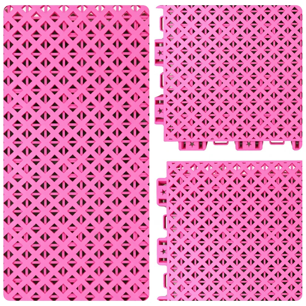 DUNK MASTER Outdoor Interlocking Sports Floor Tiles Anti-Slip Shock Absorbing Basketball Court Flooring 10/20/30 Square Meters - Pink