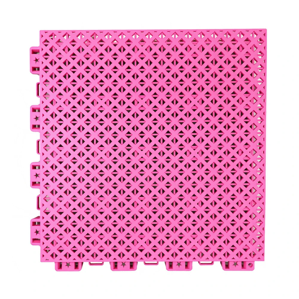 DUNK MASTER Outdoor Interlocking Sports Floor Tiles Anti-Slip Shock Absorbing Basketball Court Flooring 10/20/30 Square Meters - Pink