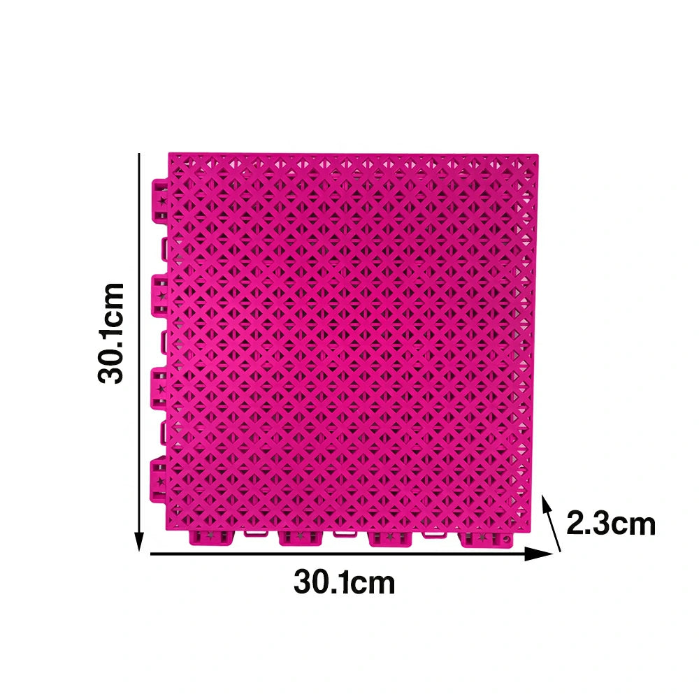 DUNK MASTER Outdoor Interlocking Sports Floor Tiles Anti-Slip Shock Absorbing Basketball Court Flooring 10/20/30 Square Meters - Rose Red