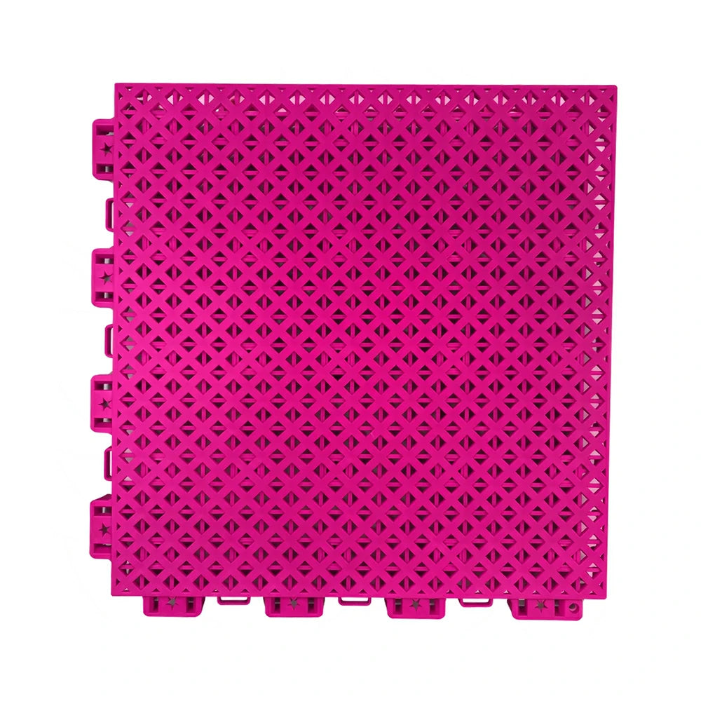 DUNK MASTER Outdoor Interlocking Sports Floor Tiles Anti-Slip Shock Absorbing Basketball Court Flooring 10/20/30 Square Meters - Rose Red
