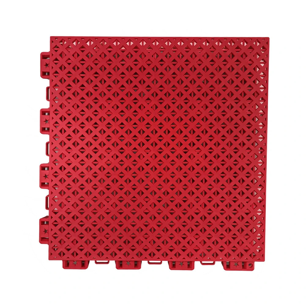 DUNK MASTER Outdoor Interlocking Sports Floor Tiles Anti-Slip Shock Absorbing Basketball Court Flooring 10/20/30 Square Meters - Red