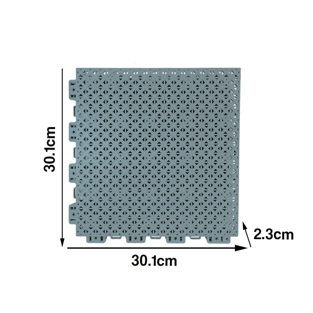 DUNK MASTER Outdoor Interlocking Sports Floor Tiles Anti-Slip Shock Absorbing Basketball Court Flooring 10/20/30 Square Meters - Light Grey