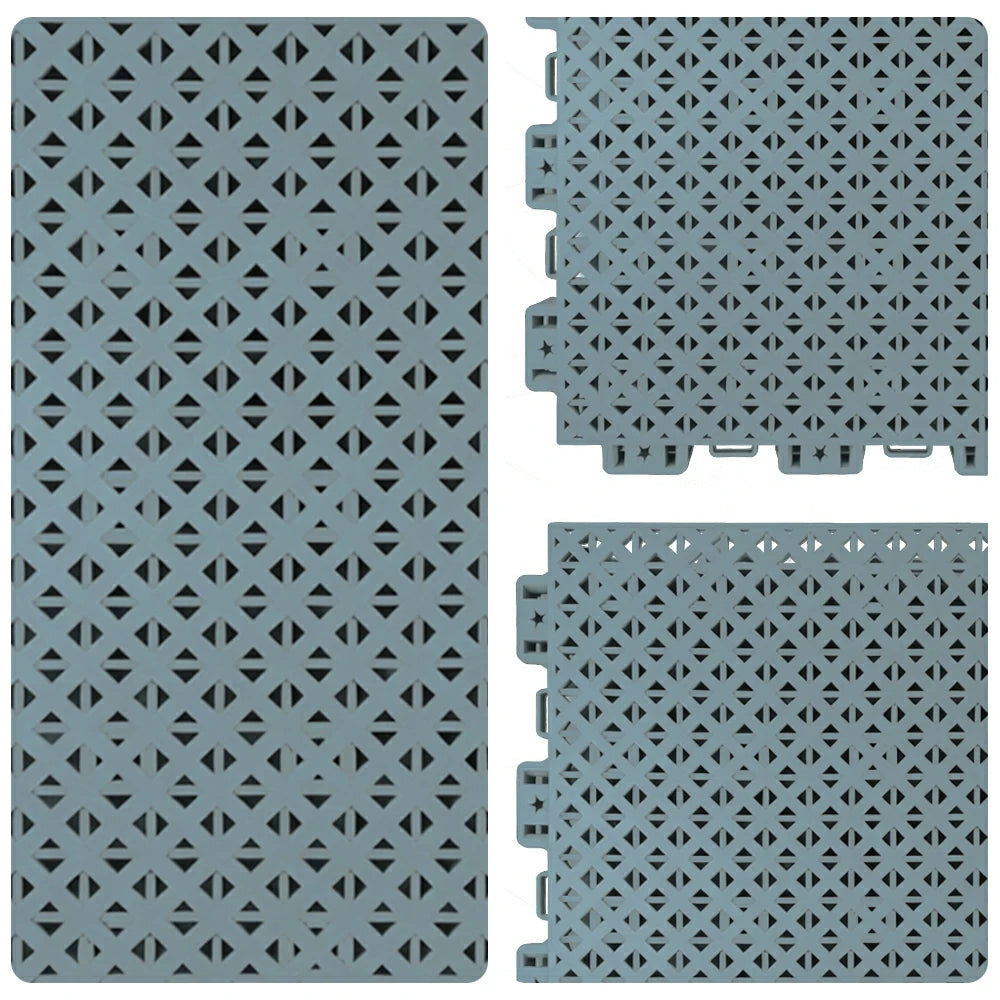 DUNK MASTER Outdoor Interlocking Sports Floor Tiles Anti-Slip Shock Absorbing Basketball Court Flooring 10/20/30 Square Meters - Light Grey