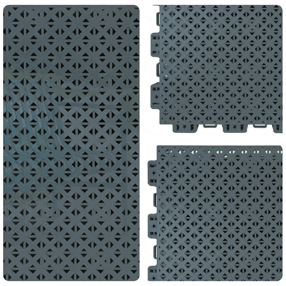 DUNK MASTER Outdoor Interlocking Sports Floor Tiles Anti-Slip Shock Absorbing Basketball Court Flooring 10/20/30 Square Meters - Dark Grey