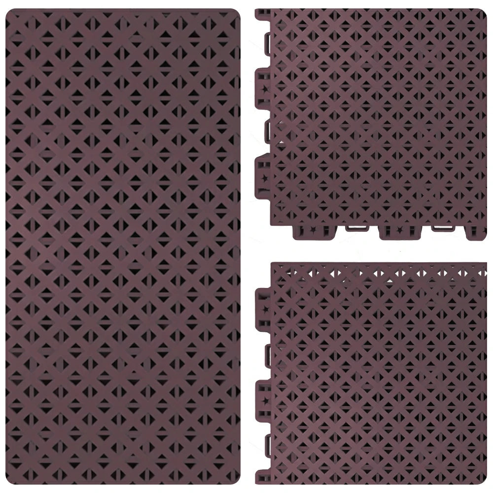 DUNK MASTER Outdoor Interlocking Sports Floor Tiles Anti-Slip Shock Absorbing Basketball Court Flooring 10/20/30 Square Meters - Coffee