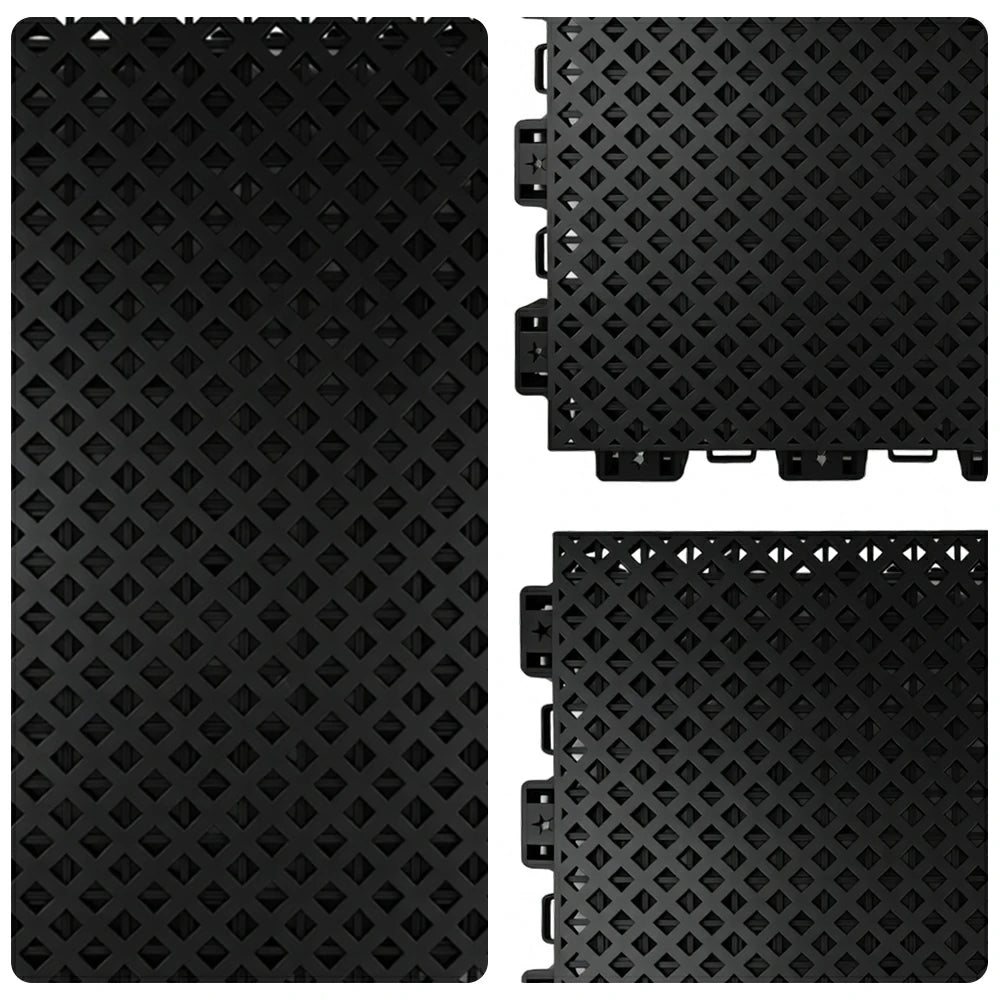 DUNK MASTER Outdoor Interlocking Sports Floor Tiles Anti-Slip Shock Absorbing Basketball Court Flooring 10/20/30 Square Meters - Black