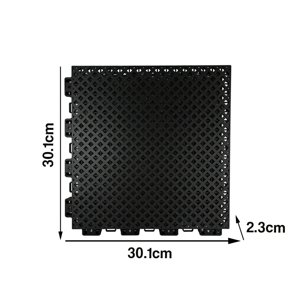 DUNK MASTER Outdoor Interlocking Sports Floor Tiles Anti-Slip Shock Absorbing Basketball Court Flooring 10/20/30 Square Meters - Black