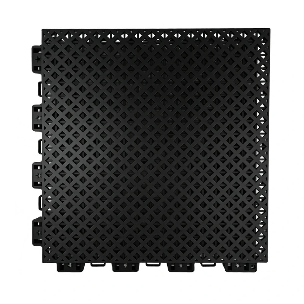 DUNK MASTER Outdoor Interlocking Sports Floor Tiles Anti-Slip Shock Absorbing Basketball Court Flooring 10/20/30 Square Meters - Black