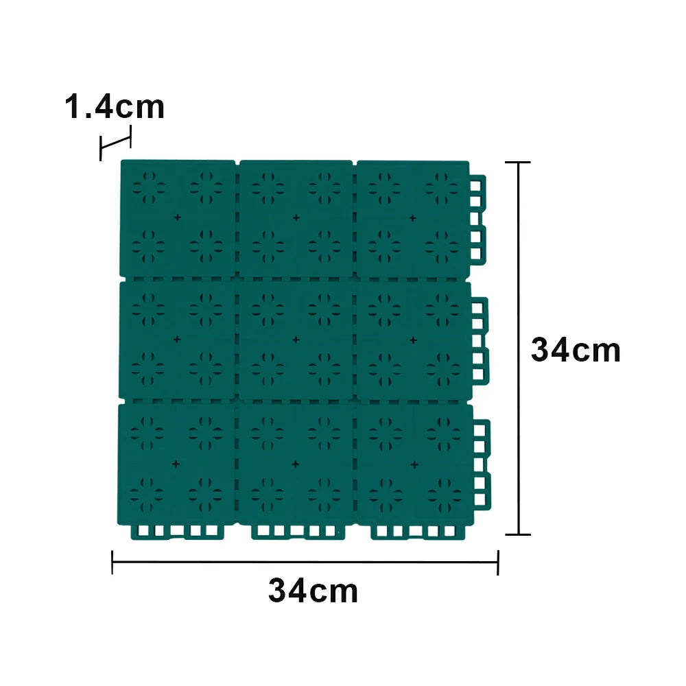 DUNK MASTER Outdoor Interlocking Sports Floor Tiles Anti-Slip Shock Absorbing Basketball Court Flooring 10/20/30 Square Meters - Dark Green