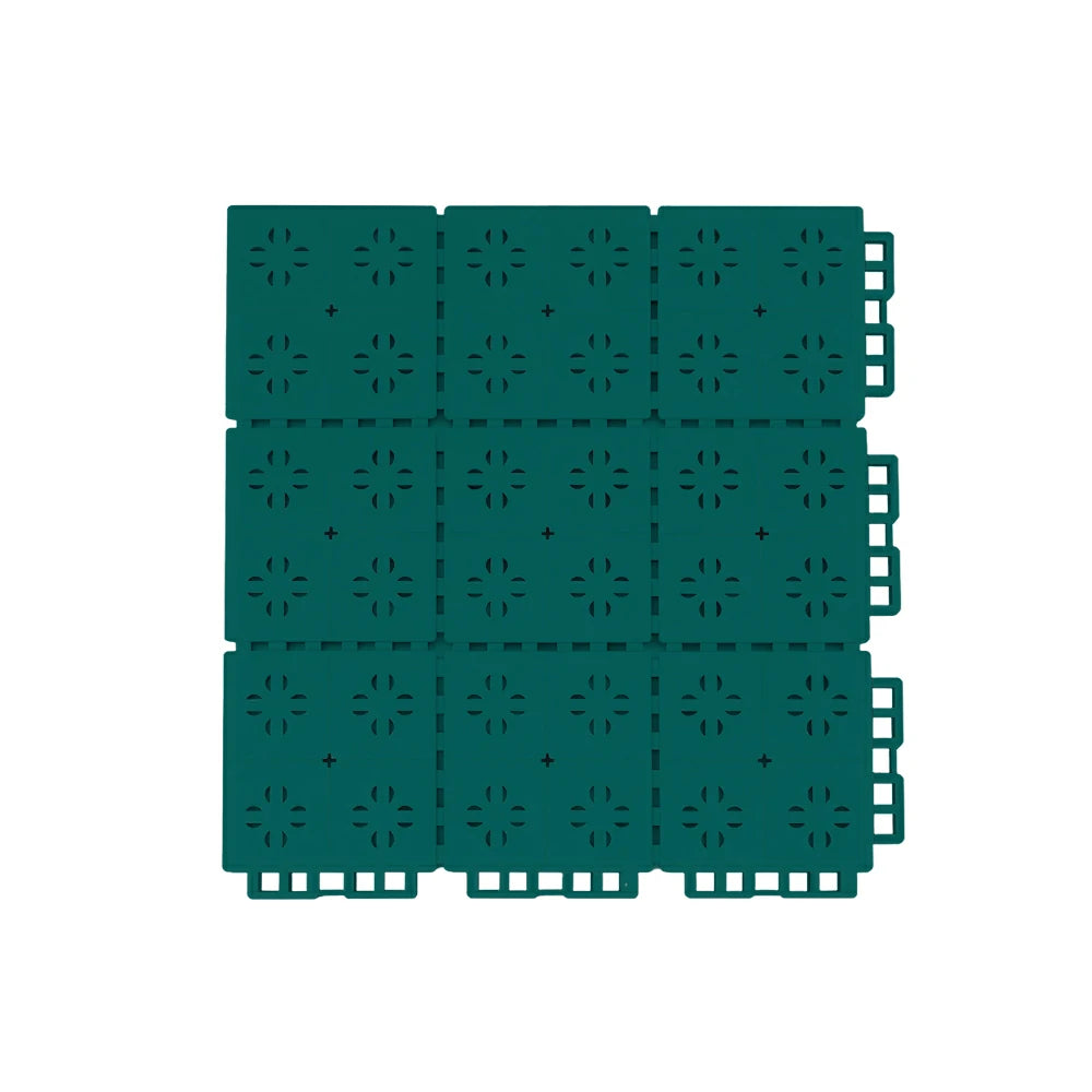 DUNK MASTER Outdoor Interlocking Sports Floor Tiles Anti-Slip Shock Absorbing Basketball Court Flooring 10/20/30 Square Meters - Dark Green