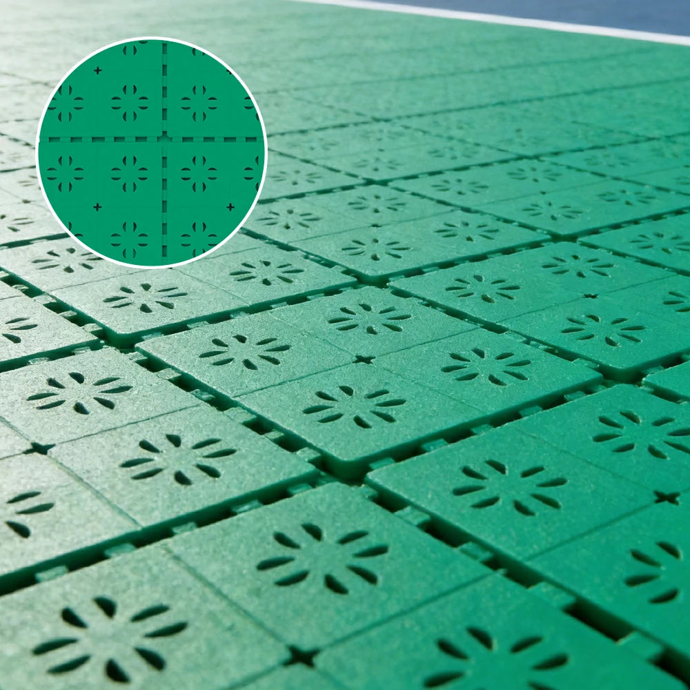 DUNK MASTER Outdoor Interlocking Sports Floor Tiles Anti-Slip Shock Absorbing Basketball Court Flooring 10/20/30 Square Meters - Grass Green