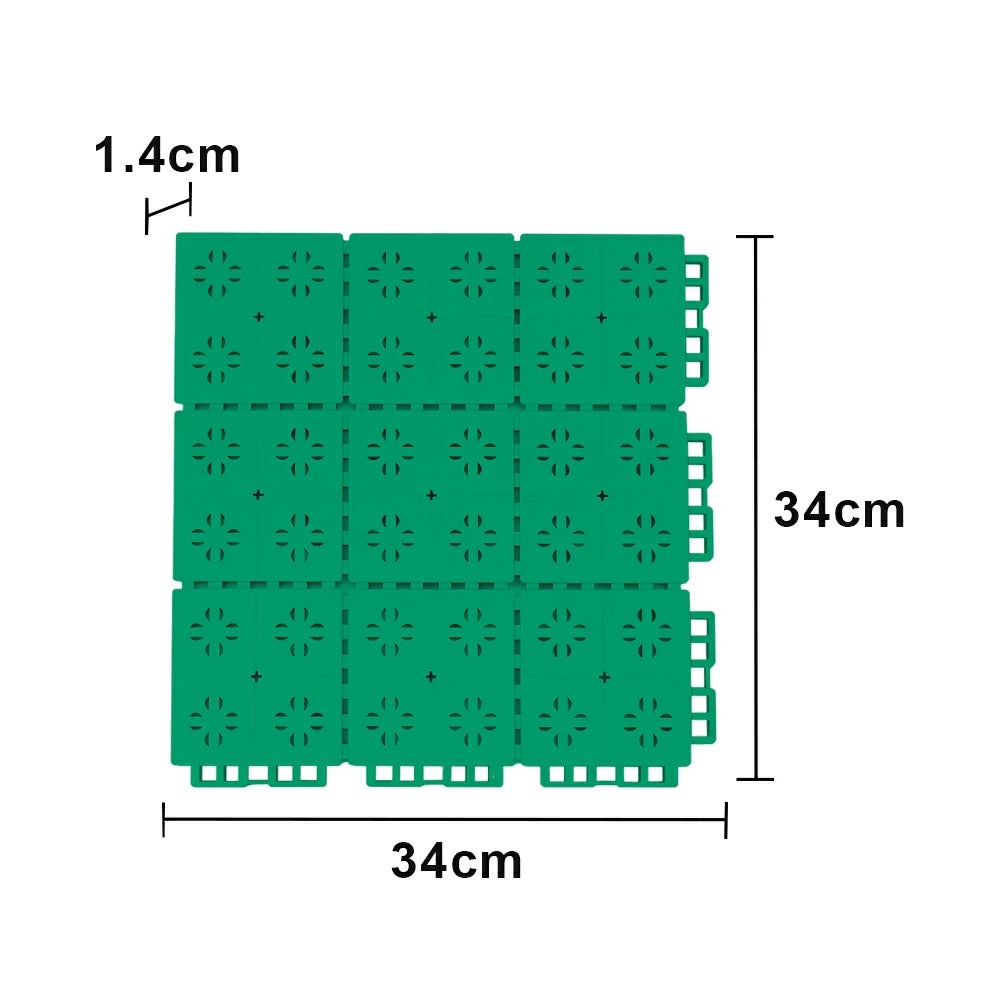 DUNK MASTER Outdoor Interlocking Sports Floor Tiles Anti-Slip Shock Absorbing Basketball Court Flooring 10/20/30 Square Meters - Grass Green