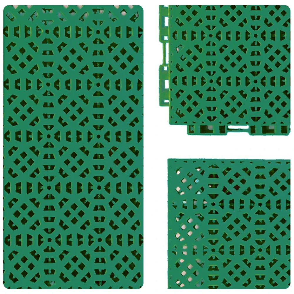 DUNK MASTER Interlocking Sports Floor Tiles - Anti-Slip Grid Pattern Court Flooring 25cm Modular Tiles for Basketball Courts 10/20/30 Square Meters - Grass Green