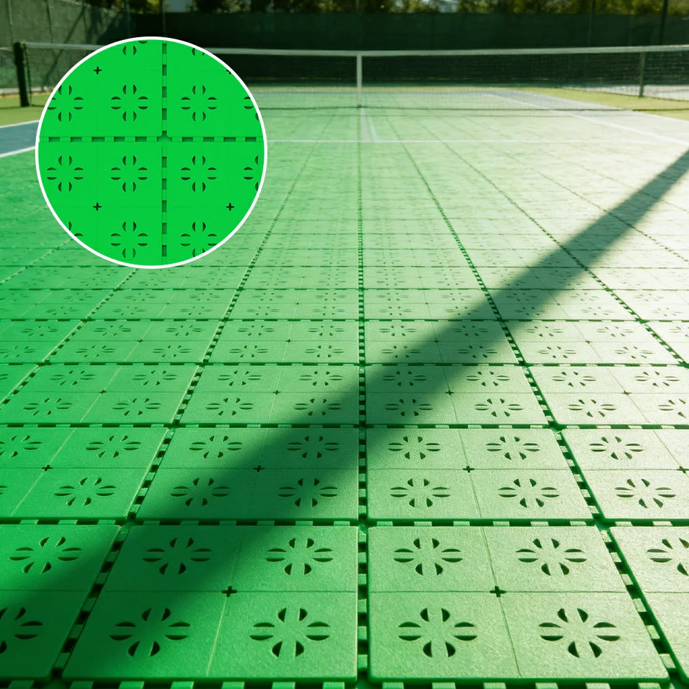 DUNK MASTER Outdoor Interlocking Sports Floor Tiles Anti-Slip Shock Absorbing Basketball Court Flooring 10/20/30 Square Meters - Apple Green