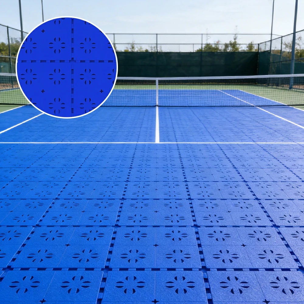 DUNK MASTER Outdoor Interlocking Sports Floor Tiles Anti-Slip Shock Absorbing Basketball Court Flooring 10/20/30 Square Meters - Royal Blue