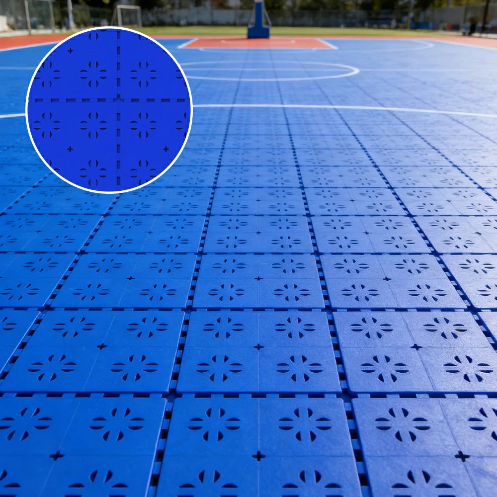 DUNK MASTER Outdoor Interlocking Sports Floor Tiles Anti-Slip Shock Absorbing Basketball Court Flooring 10/20/30 Square Meters - Royal Blue