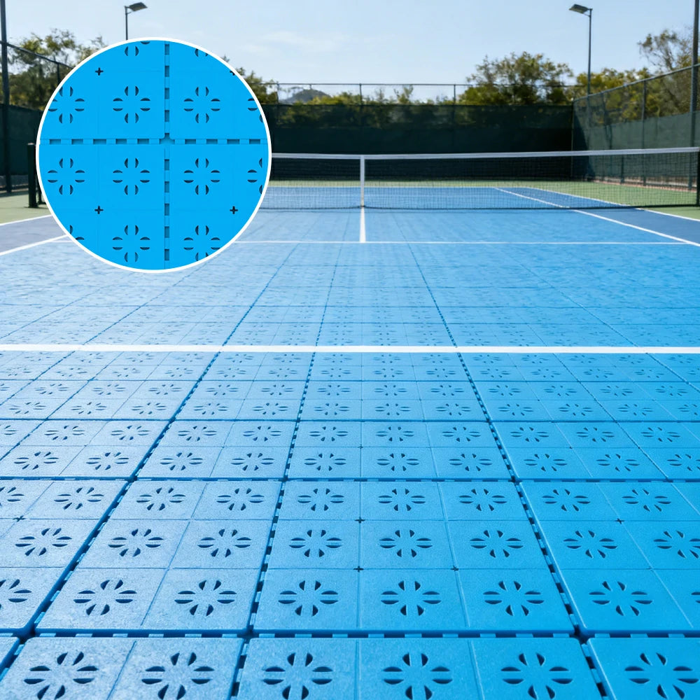 DUNK MASTER Outdoor Interlocking Sports Floor Tiles Anti-Slip Shock Absorbing Basketball Court Flooring 10/20/30 Square Meters - Blue