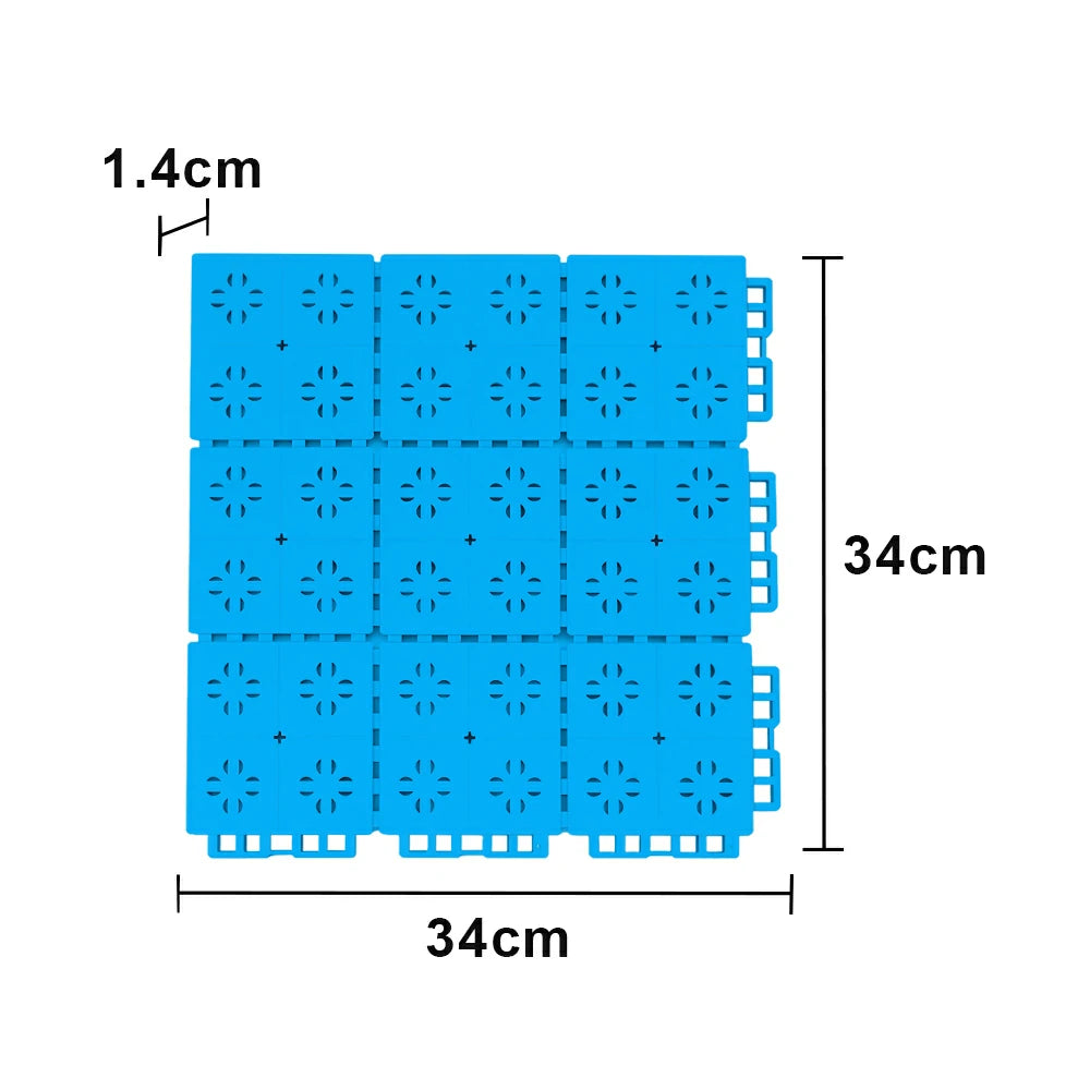 DUNK MASTER Outdoor Interlocking Sports Floor Tiles Anti-Slip Shock Absorbing Basketball Court Flooring 10/20/30 Square Meters - Blue