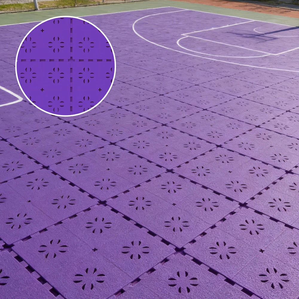 DUNK MASTER Outdoor Interlocking Sports Floor Tiles Anti-Slip Shock Absorbing Basketball Court Flooring 10/20/30 Square Meters - Purple