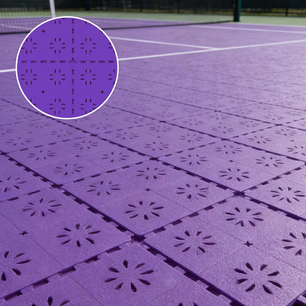 DUNK MASTER Outdoor Interlocking Sports Floor Tiles Anti-Slip Shock Absorbing Basketball Court Flooring 10/20/30 Square Meters - Purple