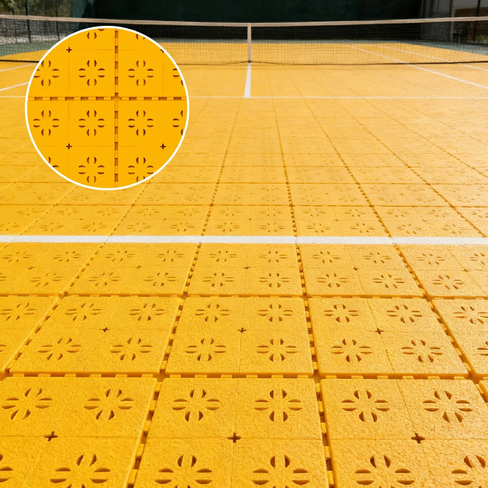 DUNK MASTER Outdoor Interlocking Sports Floor Tiles Anti-Slip Shock Absorbing Basketball Court Flooring 10/20/30 Square Meters - Yellow