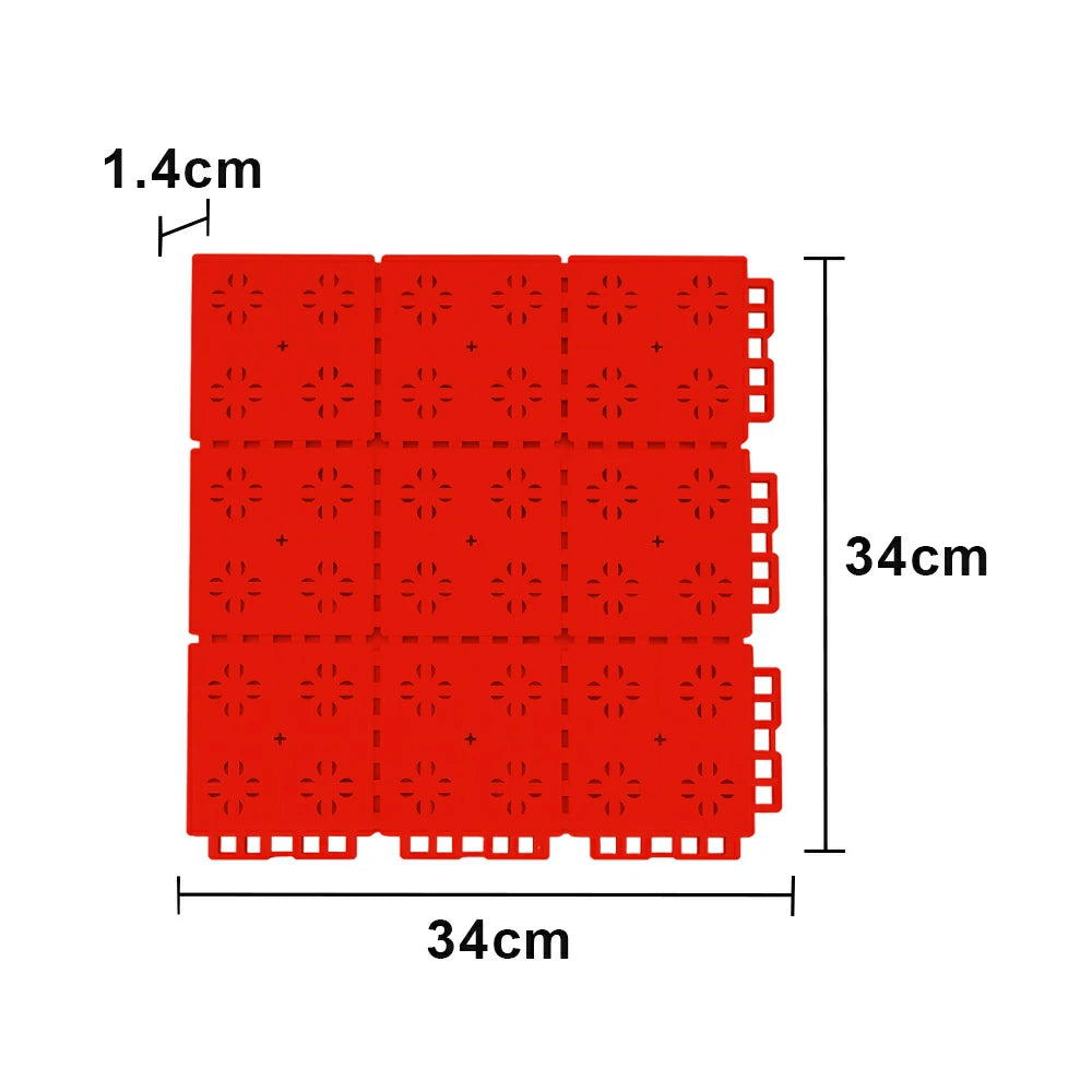 DUNK MASTER Outdoor Interlocking Sports Floor Tiles Anti-Slip Shock Absorbing Basketball Court Flooring 10/20/30 Square Meters - Red