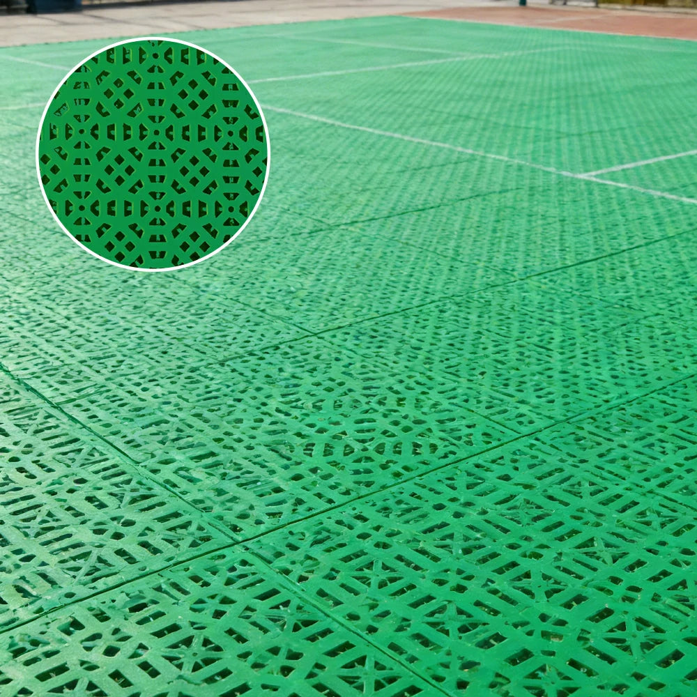 DUNK MASTER Interlocking Sports Floor Tiles - Anti-Slip Grid Pattern Court Flooring 25cm Modular Tiles for Basketball Courts 10/20/30 Square Meters - Emerald Green