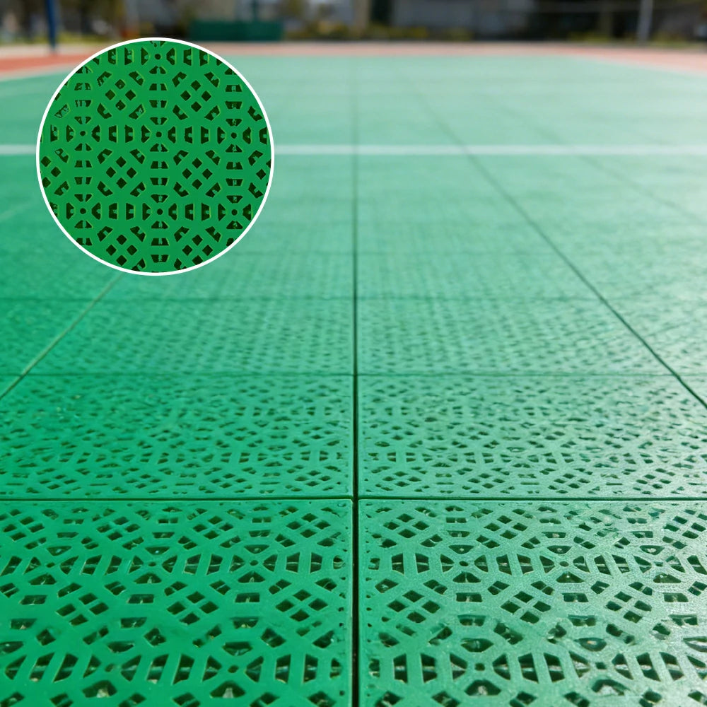 DUNK MASTER Interlocking Sports Floor Tiles - Anti-Slip Grid Pattern Court Flooring 25cm Modular Tiles for Basketball Courts 10/20/30 Square Meters - Emerald Green