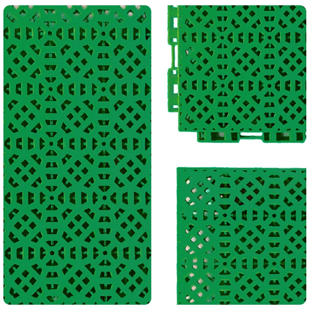 DUNK MASTER Interlocking Sports Floor Tiles - Anti-Slip Grid Pattern Court Flooring 25cm Modular Tiles for Basketball Courts 10/20/30 Square Meters - Emerald Green