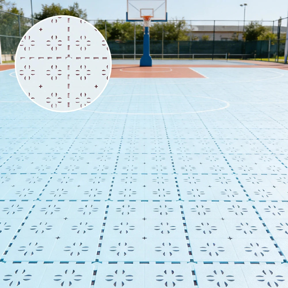 DUNK MASTER Outdoor Interlocking Sports Floor Tiles Anti-Slip Shock Absorbing Basketball Court Flooring 10/20/30 Square Meters - White