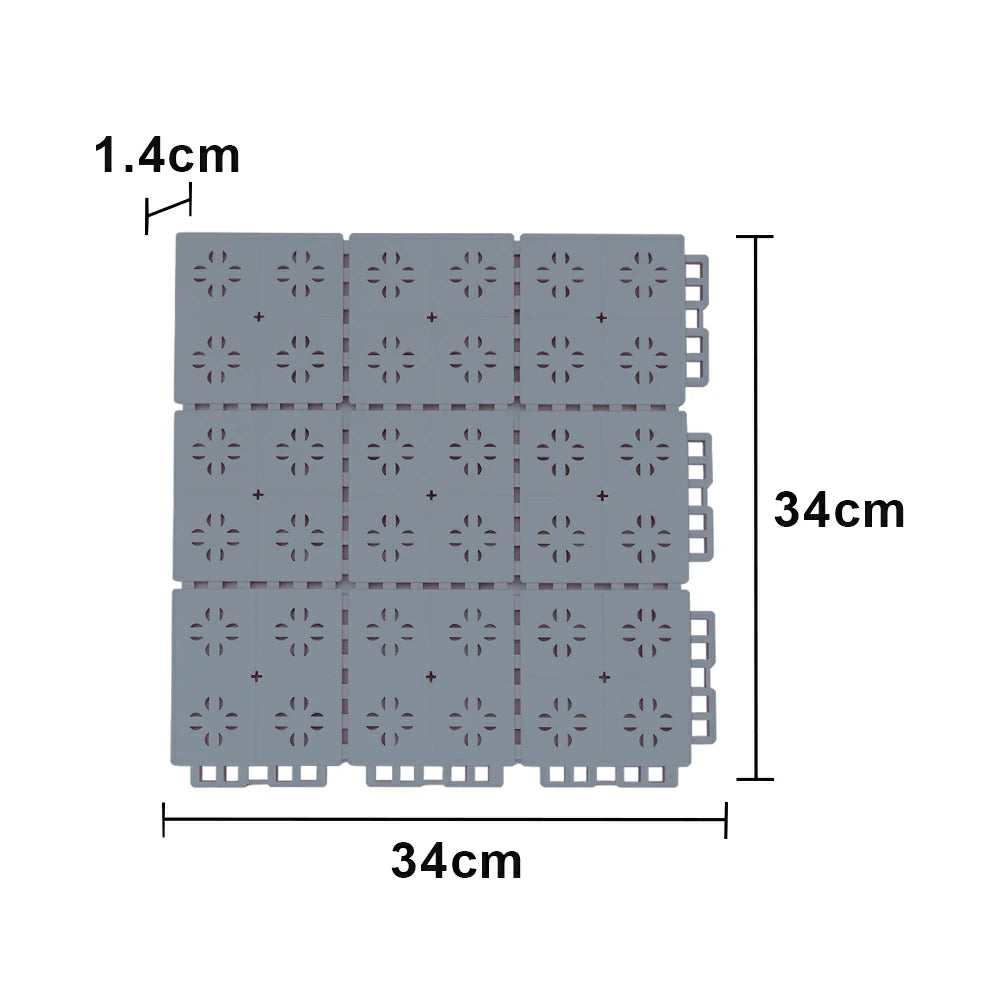 DUNK MASTER Outdoor Interlocking Sports Floor Tiles Anti-Slip Shock Absorbing Basketball Court Flooring 10/20/30 Square Meters - Light Grey