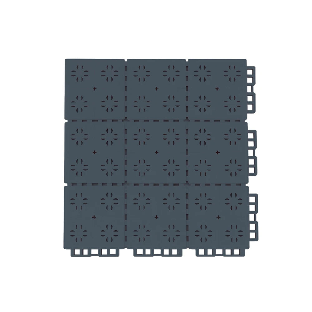 DUNK MASTER Outdoor Interlocking Sports Floor Tiles Anti-Slip Shock Absorbing Basketball Court Flooring 10/20/30 Square Meters - Dark Grey