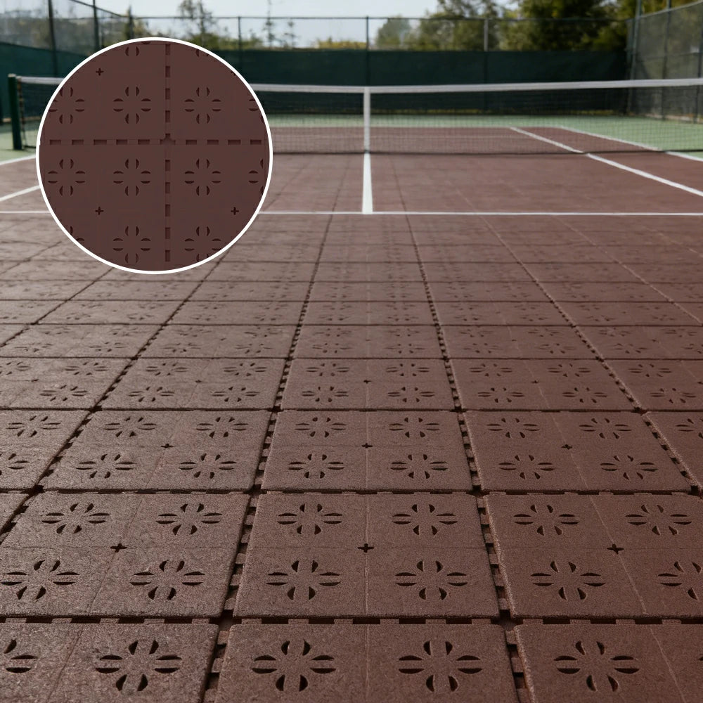 DUNK MASTER Outdoor Interlocking Sports Floor Tiles Anti-Slip Shock Absorbing Basketball Court Flooring 10/20/30 Square Meters - Coffee