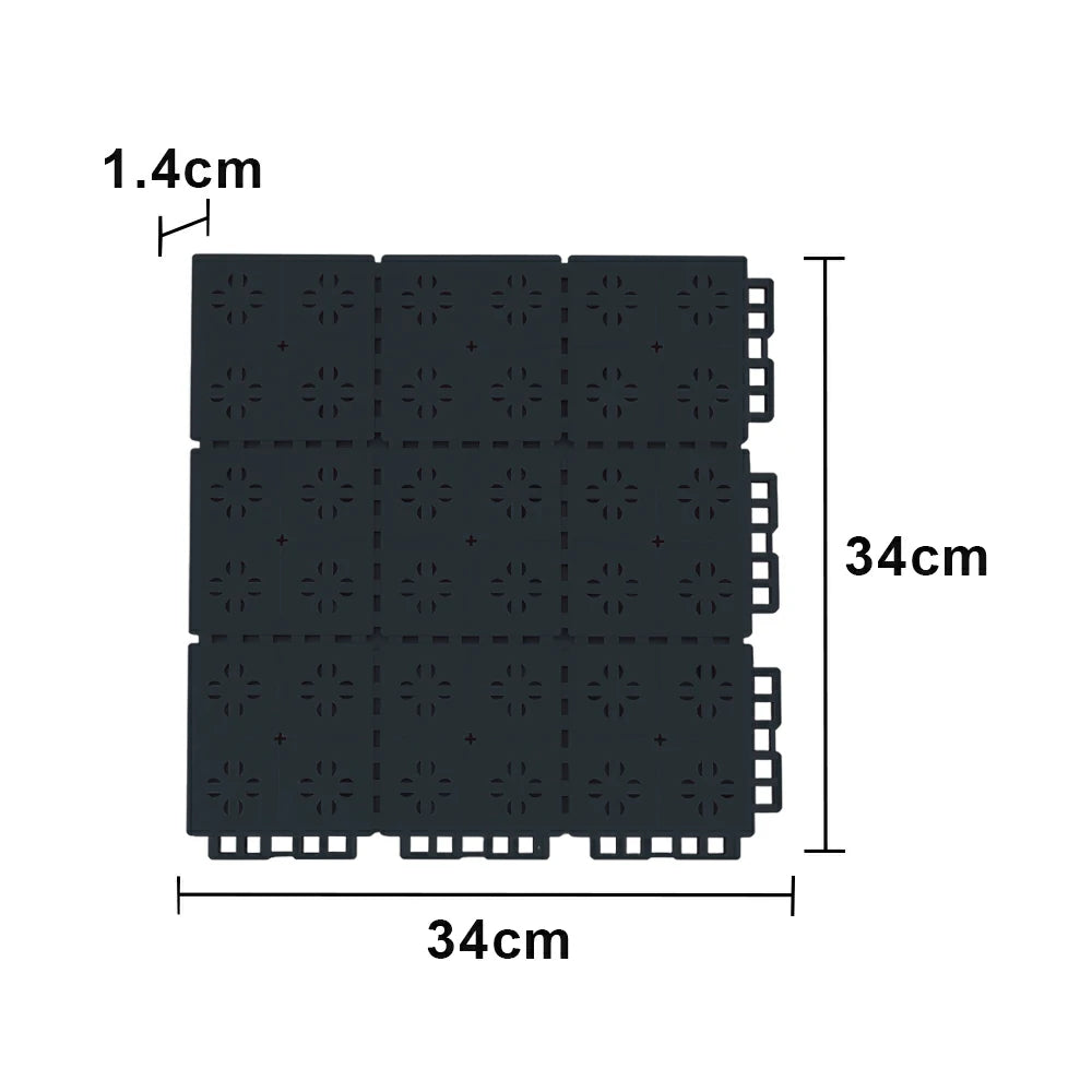 DUNK MASTER Outdoor Interlocking Sports Floor Tiles Anti-Slip Shock Absorbing Basketball Court Flooring 10/20/30 Square Meters - Black