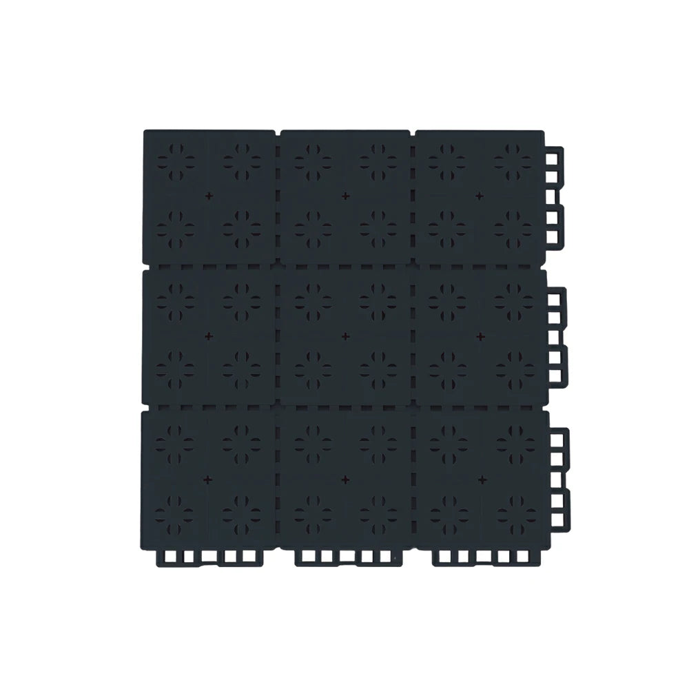 DUNK MASTER Outdoor Interlocking Sports Floor Tiles Anti-Slip Shock Absorbing Basketball Court Flooring 10/20/30 Square Meters - Black