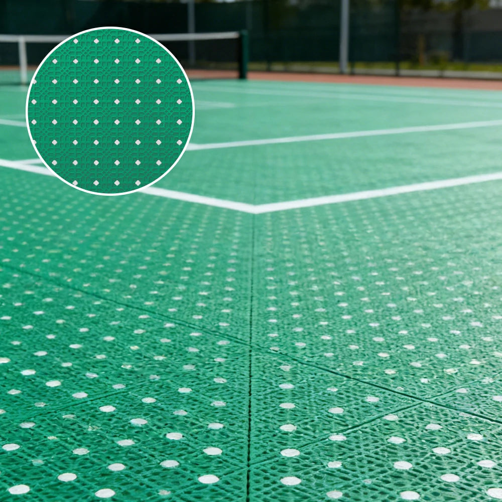 DUNK MASTER Outdoor Interlocking Sports Floor Tiles Anti-Slip Shock Absorbing Basketball Court Flooring 10/20/30 Square Meters - Grass Green