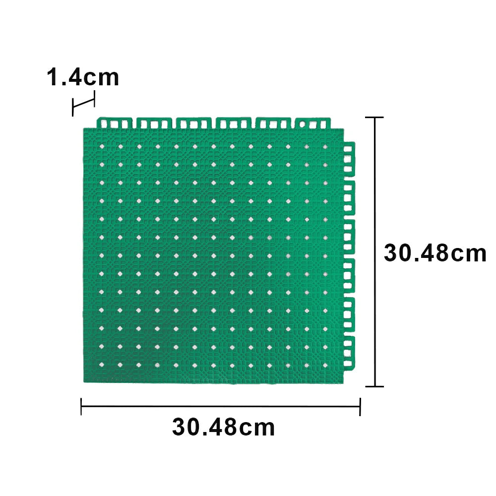 DUNK MASTER Outdoor Interlocking Sports Floor Tiles Anti-Slip Shock Absorbing Basketball Court Flooring 10/20/30 Square Meters - Grass Green