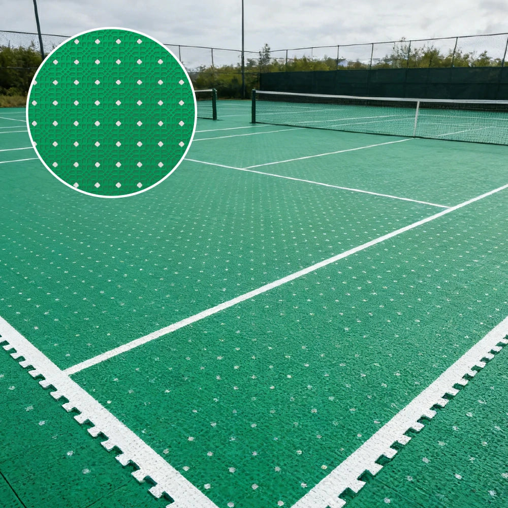 DUNK MASTER Outdoor Interlocking Sports Floor Tiles Anti-Slip Shock Absorbing Basketball Court Flooring 10/20/30 Square Meters - Emerald Green